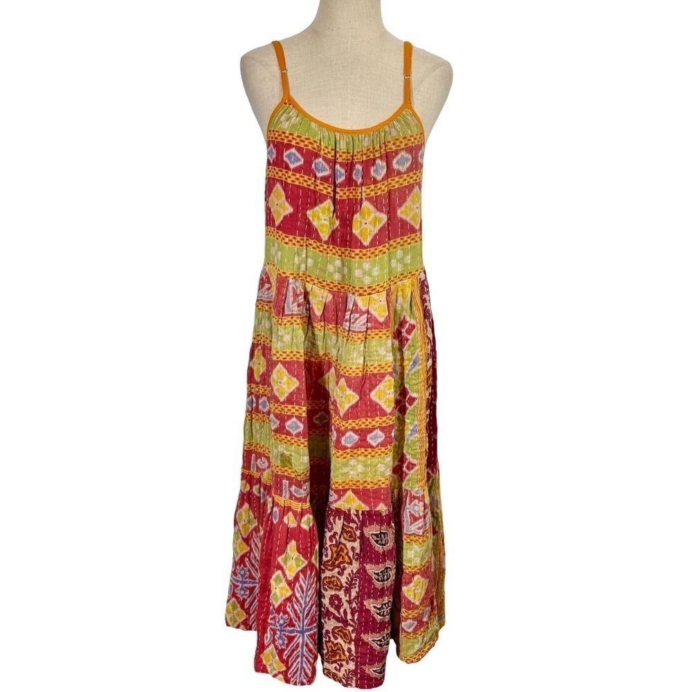 Kantha Sleeveless Midi Dress by Mastani Handmade Boho